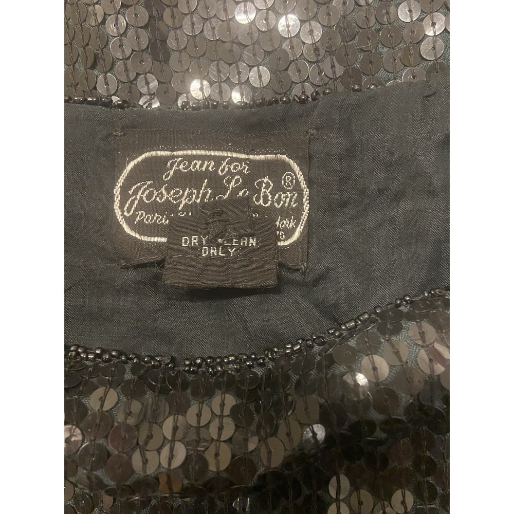 Vintage Jean for Joseph Le Bon 100% Pure Silk Black Sequin Top Women's ‎ Size L - Picture 8 of 8